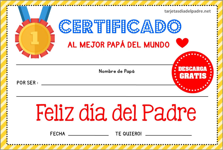 Certificado del Día del Padre para imprimir