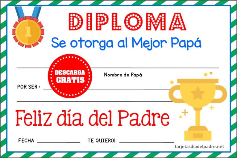 Diploma del Día del Padre para imprimir gratis