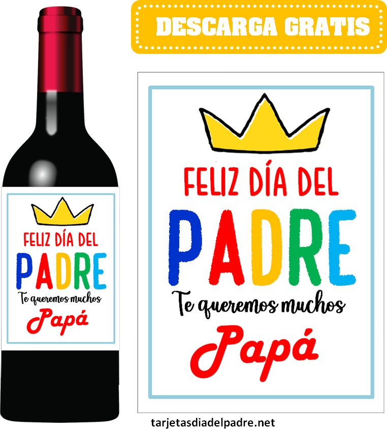 Etiquetas para Botella de Vino día del Padre